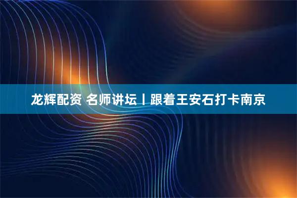 龙辉配资 名师讲坛丨跟着王安石打卡南京